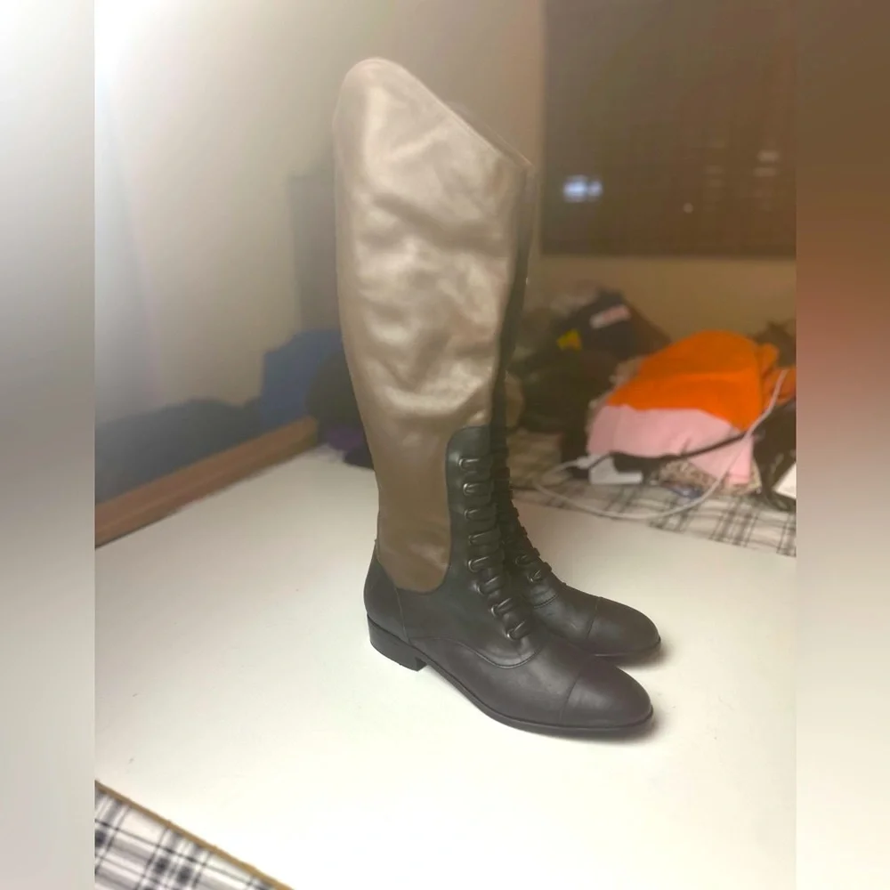 TROOYU Black‎ Brown Handcrafted From Argentina Luxury Leather Equestrian Boots 8